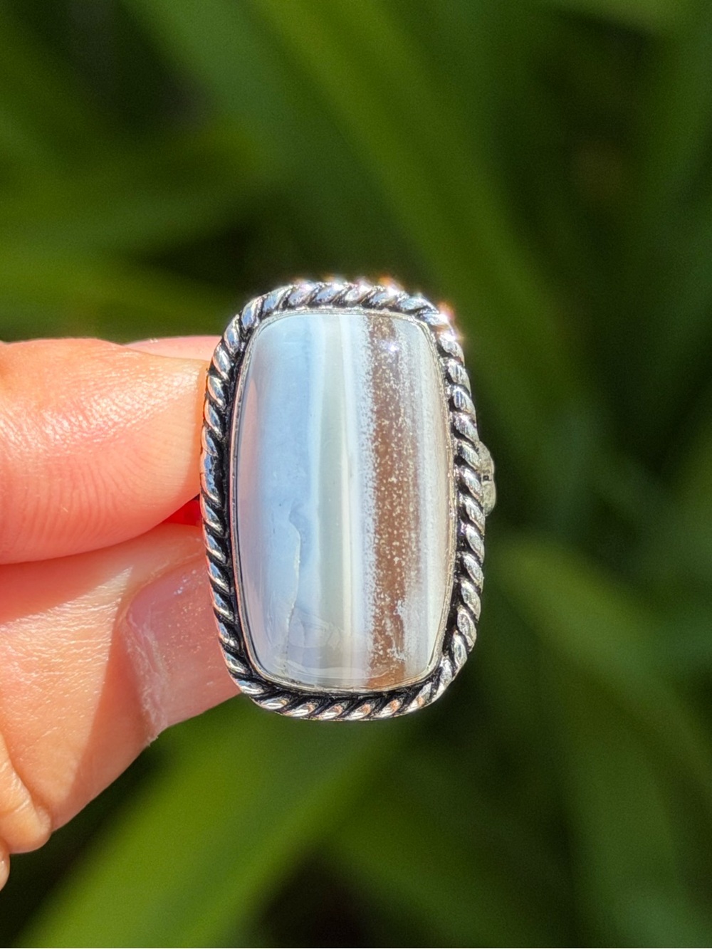 7.5 Sterling Silver Blue Lace Agate Statement Ring - Women's Jewelry